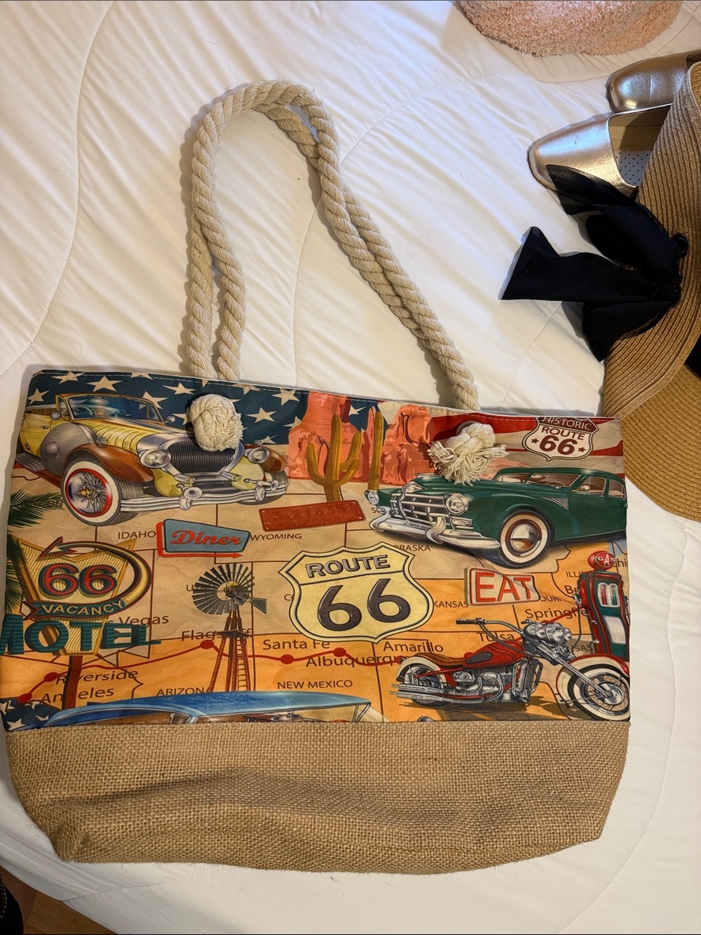 Route 66 Graphic Tote Bag in Multi-Color